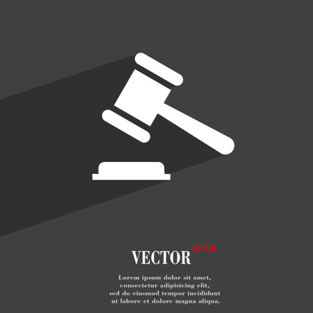judge or auction hammer symbol Flat modern web design with long shadow and space for your text. Vector illustrationのイラスト素材
