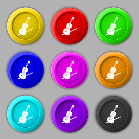 Violin icon sign. symbol on nine round colourful buttons. Vector illustrationのイラスト素材