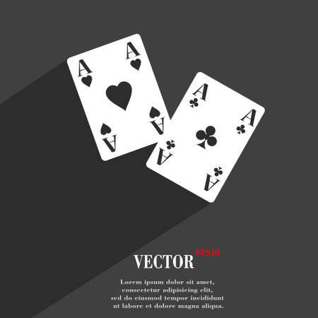 Two Aces symbol Flat modern web design with long shadow and space for your text. Vector illustrationのイラスト素材
