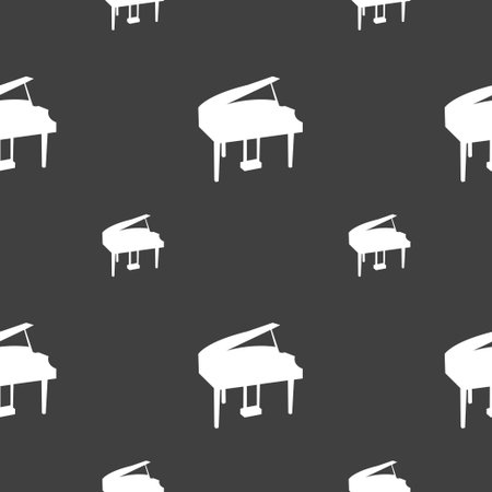 Grand piano icon sign. Seamless pattern on a gray background. Vector illustrationのイラスト素材