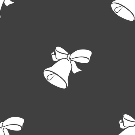 bell icon sign. Seamless pattern on a gray background. Vector illustrationのイラスト素材