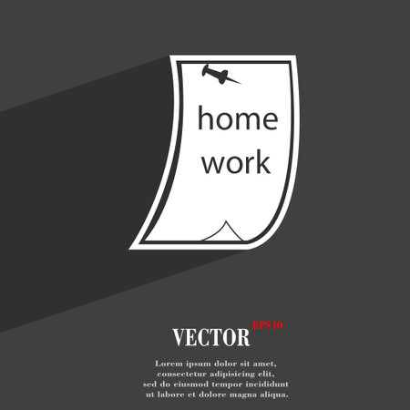 Homework symbol Flat modern web design with long shadow and space for your text. Vector illustrationのイラスト素材