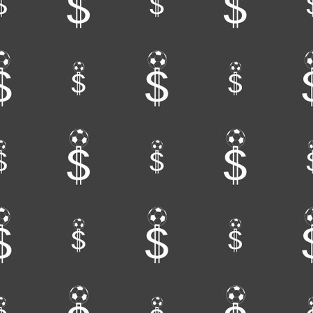 betting on football, Money Collector, bookmaker icon sign. Seamless pattern on a gray background. Vector illustrationのイラスト素材
