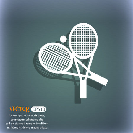tennis icon. On the blue-green abstract background with shadow and space for your text. Vector illustrationのイラスト素材