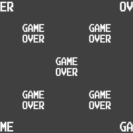 Game over concept icon sign. Seamless pattern on a gray background. Vector illustrationのイラスト素材