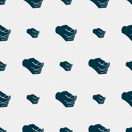 decision making by chance with coin, heads or tails icon sign. Seamless pattern with geometric texture. Vector illustrationのイラスト素材