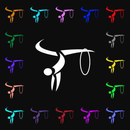 light gymnastics icon sign. Lots of colorful symbols for your design. Vector illustrationのイラスト素材