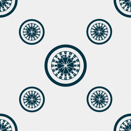 casino roulette wheel icon sign. Seamless pattern with geometric texture. Vector illustrationのイラスト素材