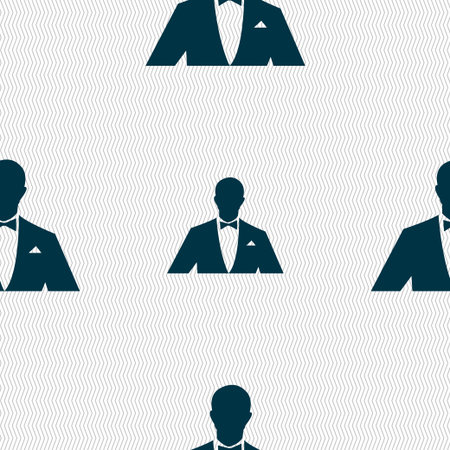 Silhouette  of man in business suit icon sign. Seamless pattern with geometric texture. Vector illustrationのイラスト素材