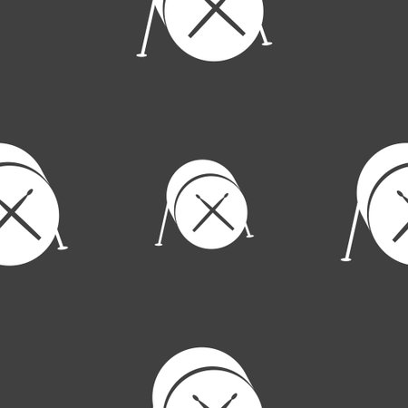 Drum icon sign. Seamless pattern on a gray background. Vector illustrationのイラスト素材