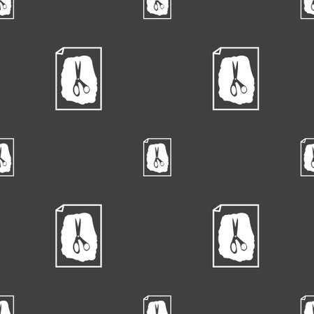 rock, scissors, paper poster icon sign. Seamless pattern on a gray background. Vector illustrationのイラスト素材