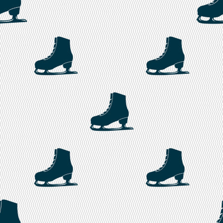 Ice skate icon sign. Seamless pattern with geometric texture. Vector illustrationのイラスト素材
