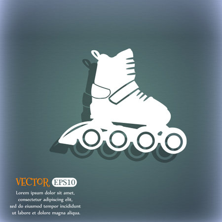 roller skate icon. On the blue-green abstract background with shadow and space for your text. Vector illustrationのイラスト素材