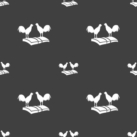 Cock-fights icon sign. Seamless pattern on a gray background. Vector illustrationのイラスト素材