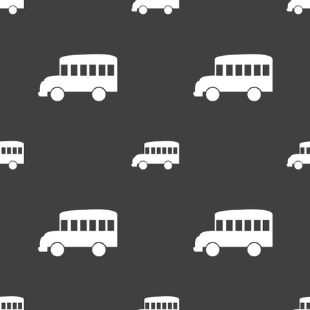 Bus icon sign. Seamless pattern on a gray background. Vector illustrationのイラスト素材