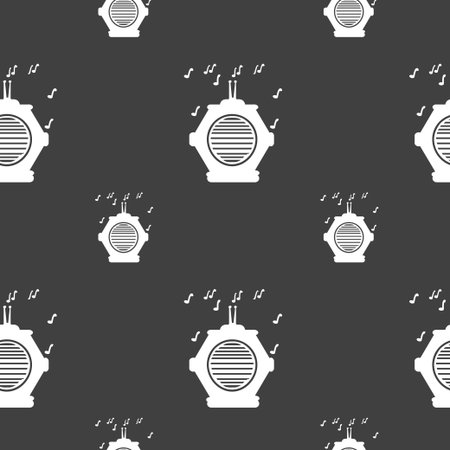 old analog radio icon sign. Seamless pattern on a gray background. Vector illustrationのイラスト素材