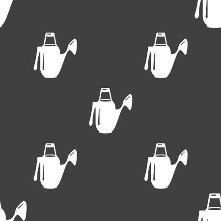 Watering can icon sign. Seamless pattern on a gray background. Vector illustrationのイラスト素材