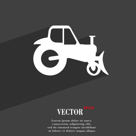 Tractor symbol Flat modern web design with long shadow and space for your text. Vector illustrationのイラスト素材