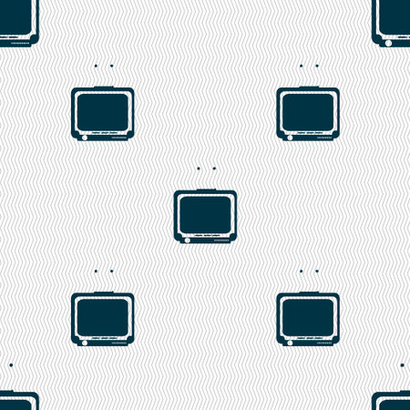 TV icon sign. Seamless pattern with geometric texture. Vector illustrationのイラスト素材