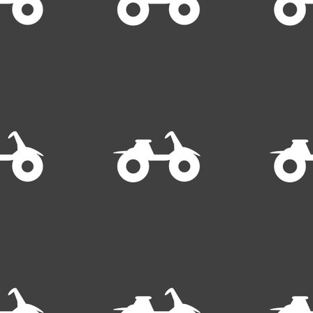ATV icon sign. Seamless pattern on a gray background. Vector illustrationのイラスト素材