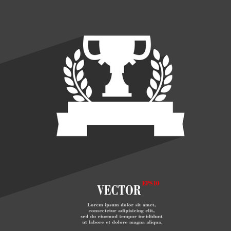 Trophy Cup symbol Flat modern web design with long shadow and space for your text. Vector illustrationのイラスト素材