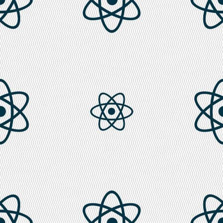 Atom, physics icon sign. Seamless pattern with geometric texture. Vector illustrationのイラスト素材