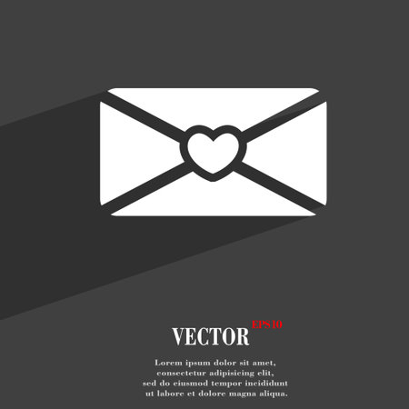love letter symbol Flat modern web design with long shadow and space for your text. Vector illustrationのイラスト素材