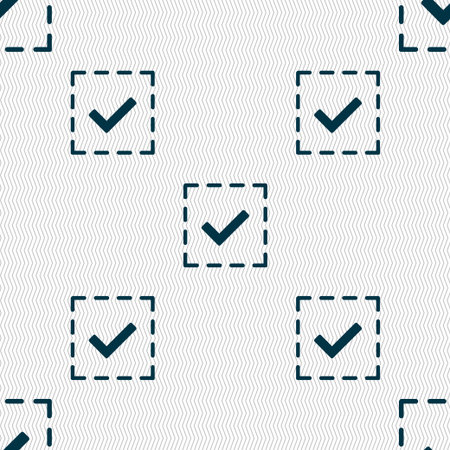 Check mark, tik icon sign. Seamless pattern with geometric texture. Vector illustrationのイラスト素材