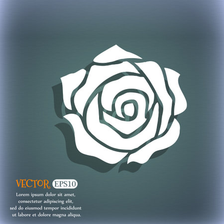 rose icon. On the blue-green abstract background with shadow and space for your text. Vector illustrationのイラスト素材