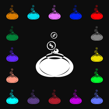 retro purse icon sign. Lots of colorful symbols for your design. Vector illustrationのイラスト素材