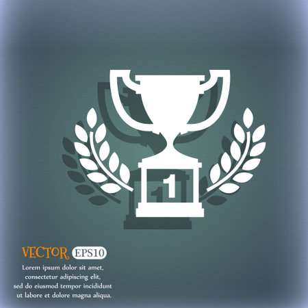 Champions cup, Trophy icon. On the blue-green abstract background with shadow and space for your text. Vector illustrationのイラスト素材