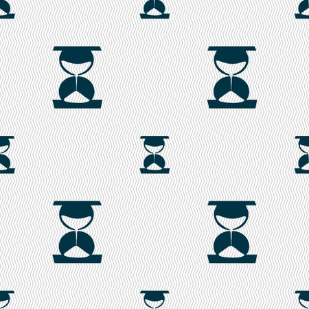 hourglass icon sign. Seamless pattern with geometric texture. Vector illustrationのイラスト素材
