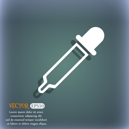 Pipette icon. On the blue-green abstract background with shadow and space for your text. Vector illustrationのイラスト素材