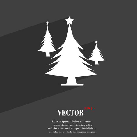 coniferous forest, tree, fir-tree symbol Flat modern web design with long shadow and space for your text. Vector illustrationのイラスト素材