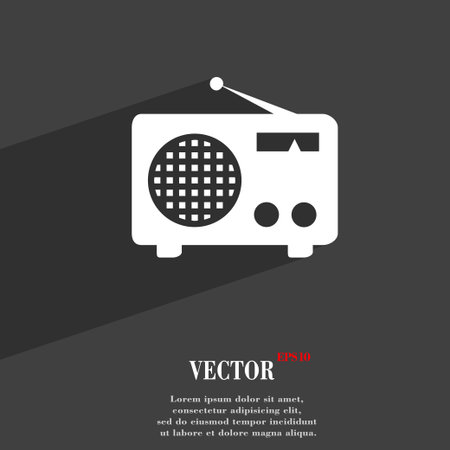 Retro radio symbol Flat modern web design with long shadow and space for your text. Vector illustrationのイラスト素材