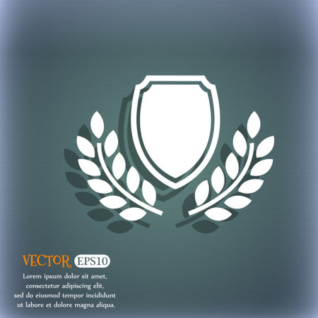 Blank award medal icon. On the blue-green abstract background with shadow and space for your text. Vector illustrationのイラスト素材