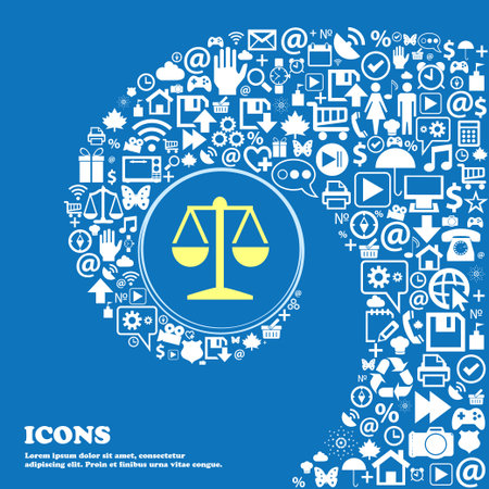 Libra icon . Nice set of beautiful icons twisted spiral into the center of one large icon. Vector illustrationのイラスト素材