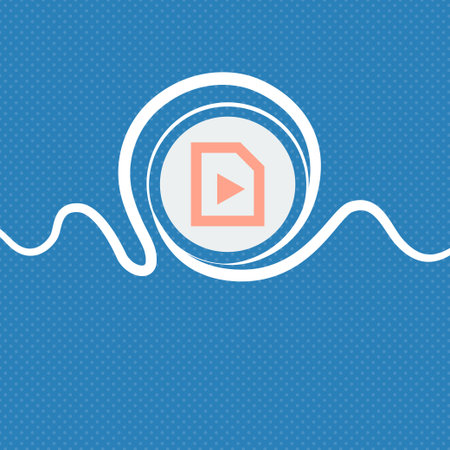 play sign icon. Blue and white abstract background flecked with space for text and your design. illustrationの写真素材