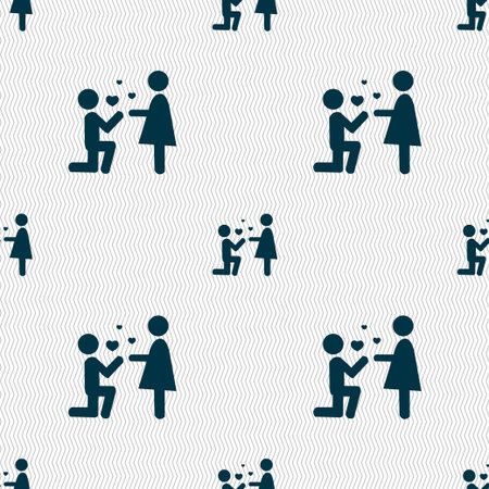 An offer of marriage icon sign. Seamless pattern with geometric texture. illustrationの写真素材