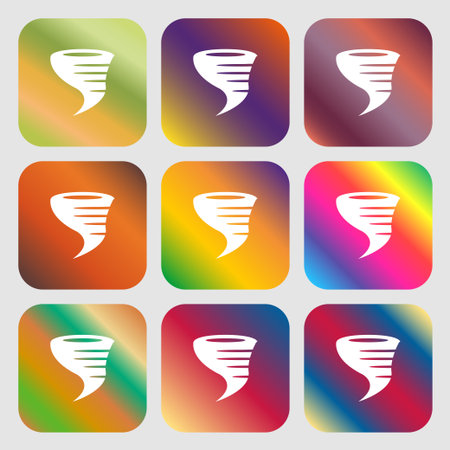Tornado icon . Nine buttons with bright gradients for beautiful design. Vector illustrationのイラスト素材