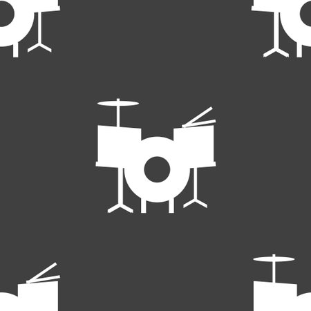 Drum Icon sign. Seamless pattern on a gray background. Vector illustrationのイラスト素材
