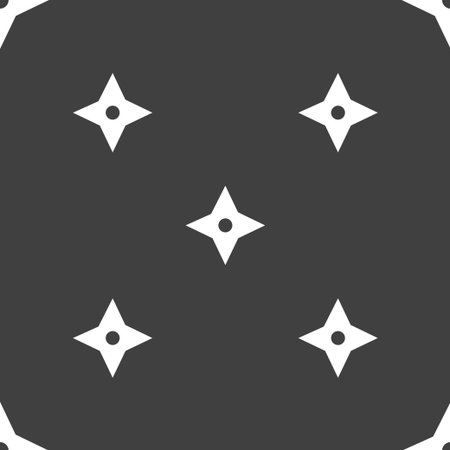 Ninja Star, shurikens icon sign. Seamless pattern on a gray background. Vector illustrationのイラスト素材
