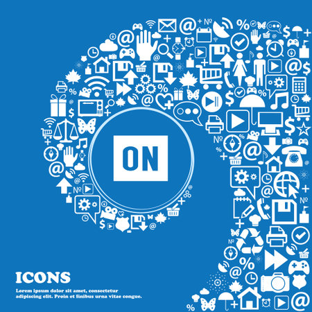 ON icon . Nice set of beautiful icons twisted spiral into the center of one large icon. Vector illustrationのイラスト素材