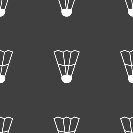 Shuttlecock icon sign. Seamless pattern on a gray background. Vector illustrationのイラスト素材