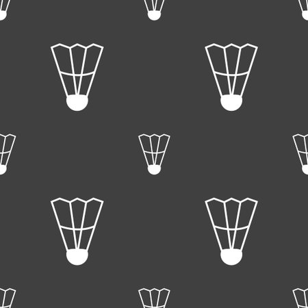 Shuttlecock icon sign. Seamless pattern on a gray background. Vector illustrationのイラスト素材