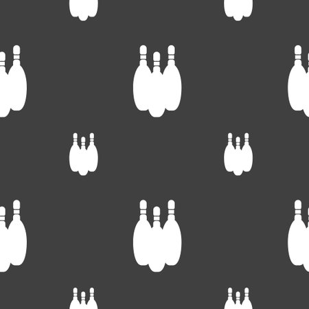 bowling icon sign. Seamless pattern on a gray background. Vector illustrationのイラスト素材