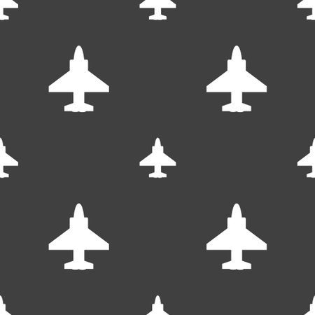 Aircraft or Airplane Icon sign. Seamless pattern on a gray background. Vector illustrationのイラスト素材