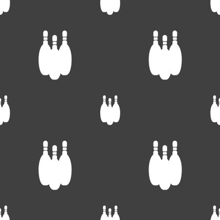 bowling icon sign. Seamless pattern on a gray background. Vector illustrationのイラスト素材