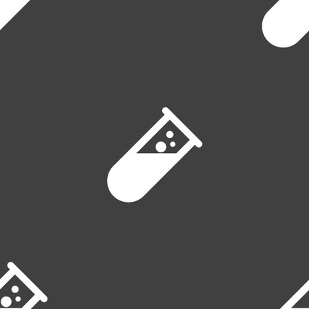 chemistry icon sign. Seamless pattern on a gray background. Vector illustrationのイラスト素材