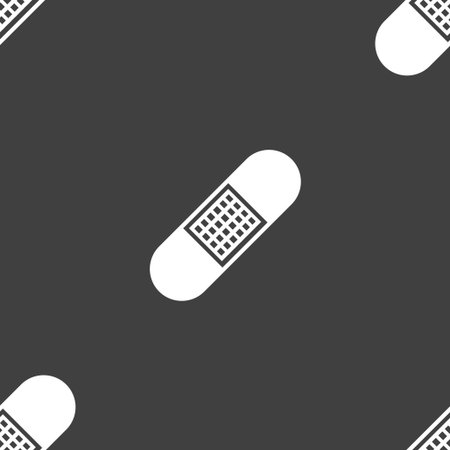 Band Aid Icon sign. Seamless pattern on a gray background. Vector illustrationのイラスト素材